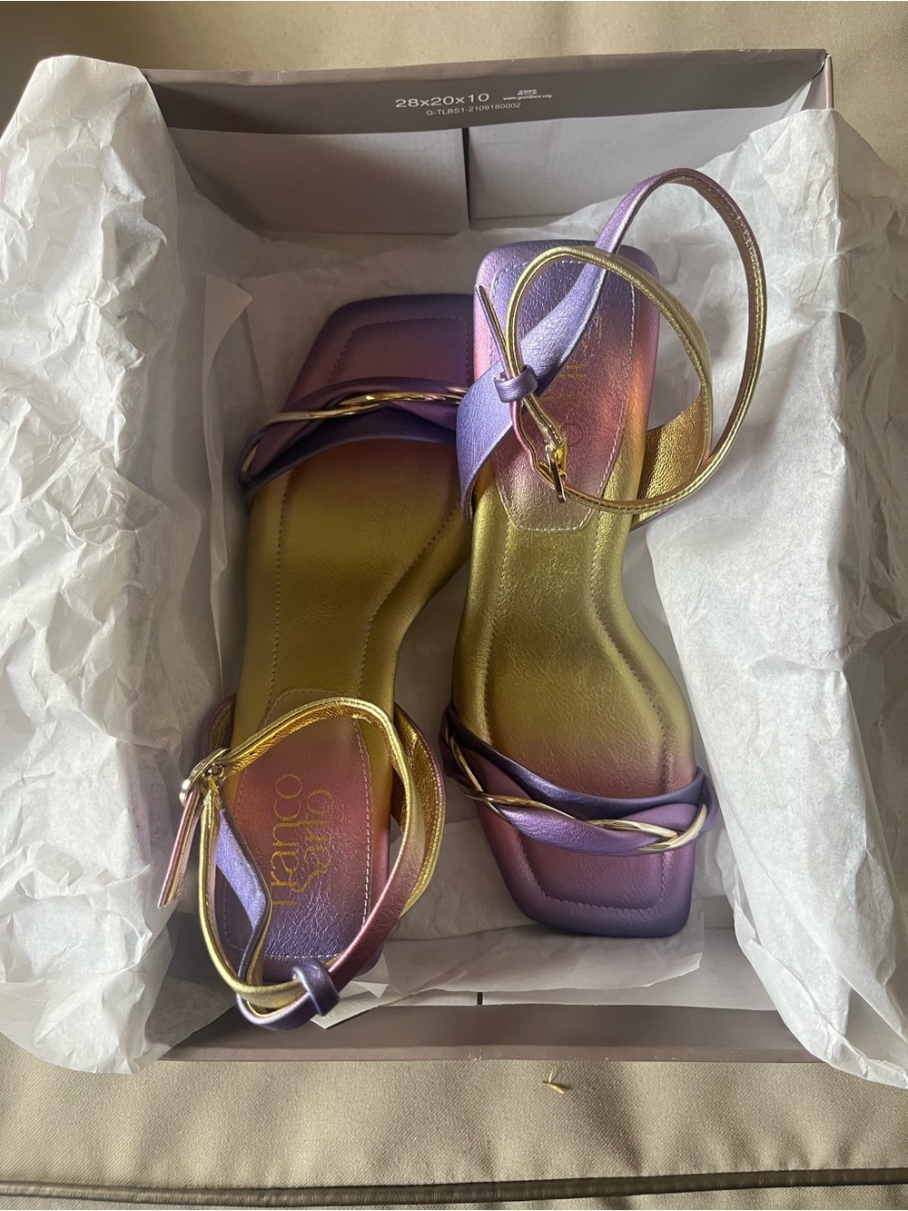 FrancoSarto Iridescent Purple & Gold Ankle-Strap Sandals